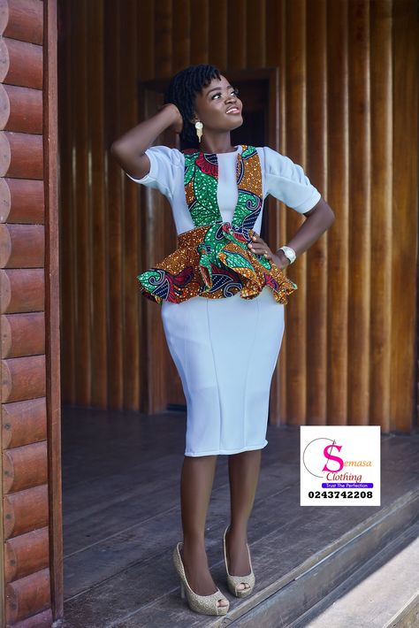 Reversible Ankara Pinafore on white office dress by SEMASA CLOTHING 0243742208