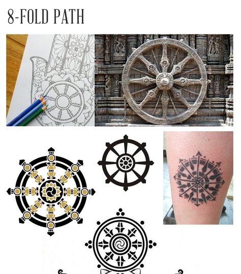 Path Tattoo, Dharma Tattoo, 8 Fold Path, Good Tattoos, My Tattoos, Art Tattoos, Compass Tattoo, Life Tattoos, Black And Grey Tattoos