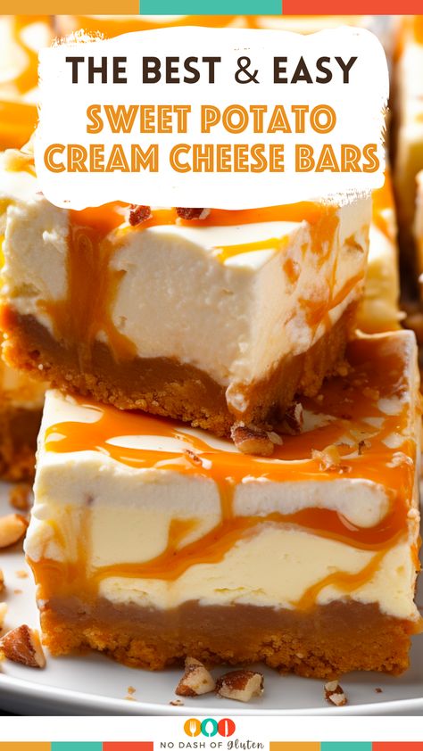 Whip up these irresistible Sweet Potato Cream Cheese Bars for a slice of Southern heaven! A perfect dessert to share with loved ones. Get the recipe now! Pin it and share the love! Sweet Potato Cream Cheese Brownies, Sweet Potato Cream Cheese Bars, Sweet Potato And Cream Cheese Recipes, Easy Sweet Potato Dessert, Sweet Potato Bar Ideas, Sweet Potato Pie Brownies, Easy Sweet Potato Cheesecake, Sweet Potato Cheesecake Bites, Sweet Potatoes Dessert Recipes