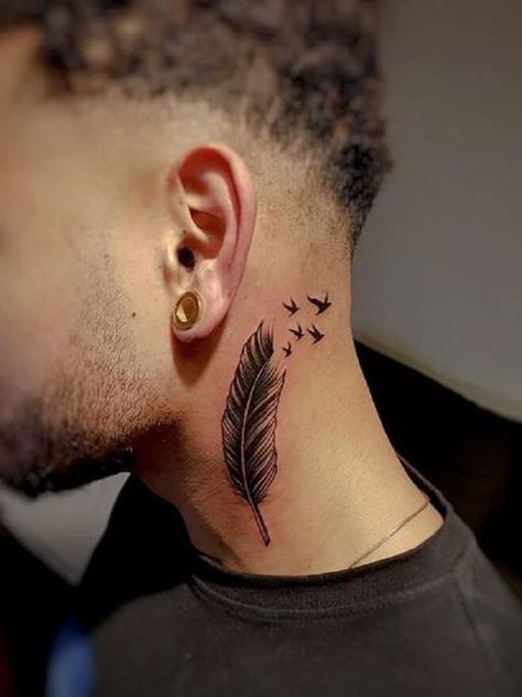 Neck Tattoo For Boys, Neck Tattoos Men, Tattoo For Boys, Hair Designs For Boys, Emoji Tattoo, Neck Tattoo Ideas, Side Neck Tattoo, Feather Tattoo Design, Shiva Tattoo