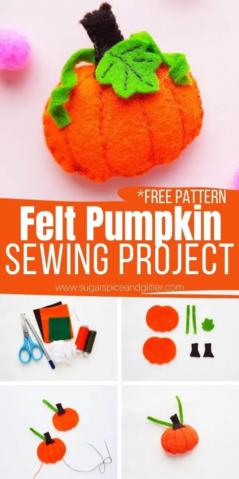 Felt Patterns Free Printables, Pumpkin Sewing Pattern, Pumpkin Sewing, Felt Patterns Free, Fall Felt Crafts, Pumpkin Patterns Free, Paperclip Crafts, Fall Sewing Projects, Pumpkin Ornaments