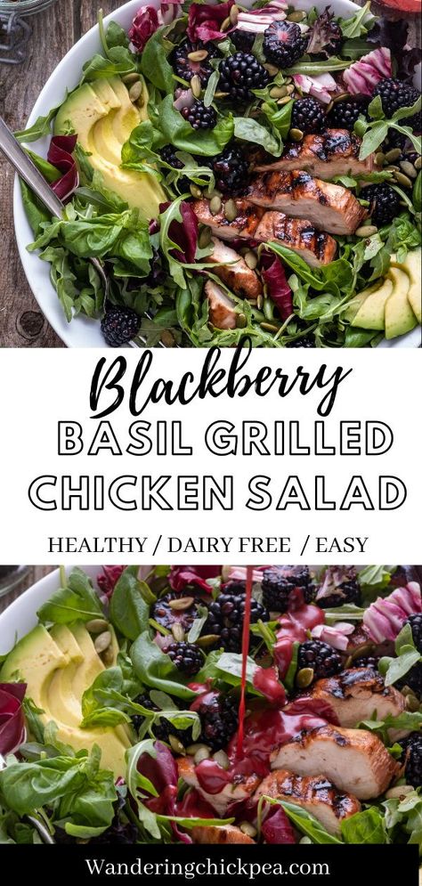 Blackberry Avocado And Arugula Salad, Recipes Using Purple Basil, Blackberry Arugula Salad, Salad With Grilled Chicken Recipes, Mix Spring Salad Recipes, Blackberry Dinner Recipes, Blackberry Chicken Salad, Vegetarian Summer Salads, Loaded Salad Recipes For Dinner