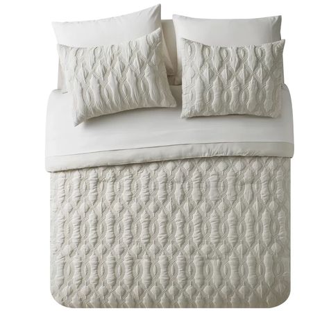 Charlton Home Niagara Embossed Comforter Set & Reviews | Wayfair Bed Top View, Twin Comforter Sets, Ruffle Bed Skirts, Comforter Bedding Sets, Ruffle Bedding, Bed In A Bag, King Pillows, Queen Comforter Sets, Contemporary Bed