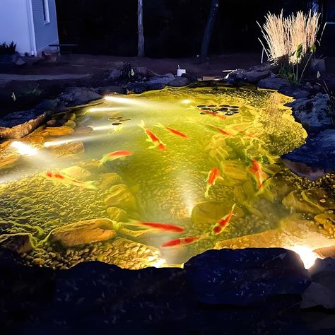 Pond Lighting, Landscape Pathway Lighting, Underwater Led Lights, Light Landscape, Landscape Lights, Pond Lights, Lamp Color, Modern Garden Design, Spot Lights