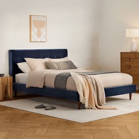 You know the one. Our iconic Sven Bed available in Italian-tanned leather, textured upholstery, and buttery soft velvet. Hard decisions, we know. But your soft landing awaits. Blue Velvet Bed Frame Bedroom Ideas, Blue Bedframe Bedroom Ideas, Navy Blue Bed Frame Bedroom Ideas, Blue Bedframe Bedroom Ideas Velvet, Bedroom Blue Headboard, Blue Bed Bedroom, Navy Bed Frame, Blue Velvet Bedroom Ideas, Blue Bed Frame Bedroom Ideas