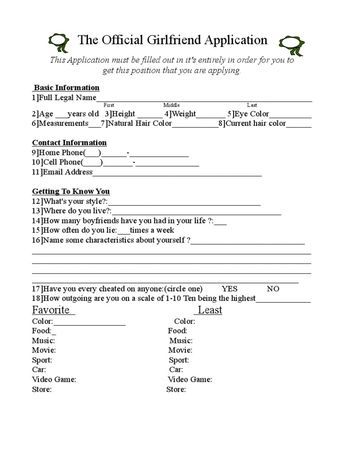 Application Girlfriend, Girlfriend Application Form Funny, Boyfriend Girlfriend Application, Official Girlfriend Application Form, I Love My Girlfriend Who Isn't My Girlfriend, Girlfriend Application, Banishing Spell, Word Doc, Her. Book