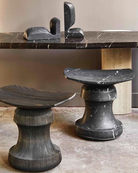 S H A P I N G #Roi #stool #Slo #bookends #Lob #console #design by @christophedelcourt for @collection_particuliere #neromarquina #marble… Christophe Delcourt, Nero Marquina Marble, Urban Contemporary, Console Design, Nero Marquina, Calacatta Marble, Fantastic Furniture, Deco Furniture, Leather Seat