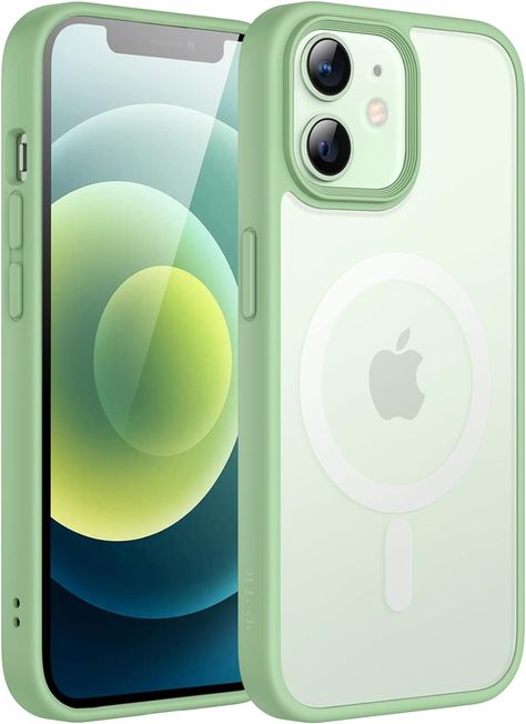 Amazon.com: JETech Magnetic Case for iPhone 12/12 Pro 6.1-Inch Compatible with MagSafe, Translucent Matte Back Slim Shockproof Phone Cover (Green) : Cell Phones & Accessories Iphone 12 With Case, Green Iphone 12 Case, Iphone 12 Green, Iphone Car Holder, Cover Iphone 12, Life Core, Dream Phone, Roblox Code, Green Iphone Case