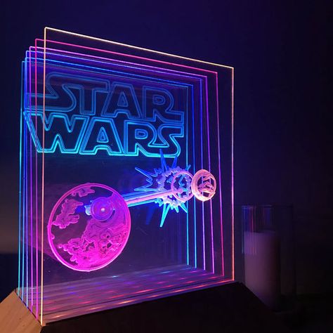 For the ultimate Star Wars fan. 3d Led Lamp, Infinity Mirror, Led Controller, Cnc Projects, Cool Lamps, Arduino Projects, 3d Laser, Diy Electronics, Display Design