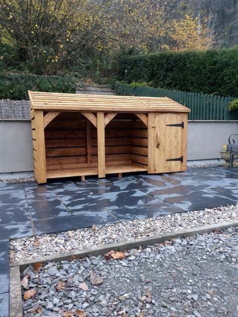 Recycling Boxes, Log Shed, Firewood Storage Outdoor, Wood Sheds, Bin Shed, Outdoor Firewood Rack, Storage Outdoor, Wood Shed Plans, Garden Furniture Design