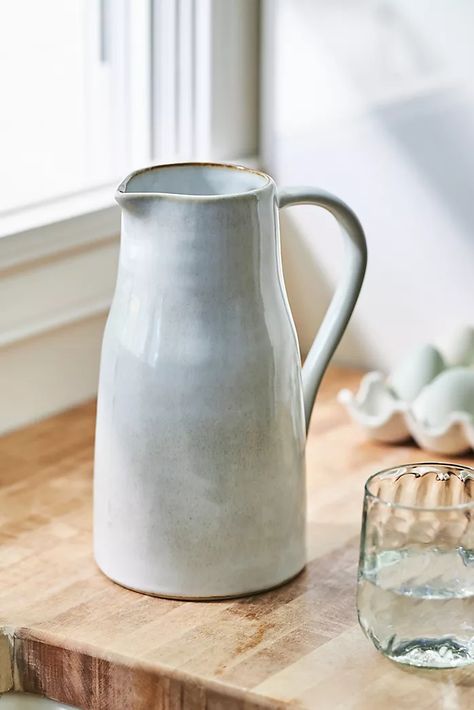 Gifts | Gifts for Everyone + All Seasons | Anthropologie Anthropologie Pitcher, Pitcher Pottery, Kitchen Open Shelves, Pitchers Pottery, Metal Pitcher, Stoneware Pitcher, Kitchen Open, Hand Thrown Pottery, Pitcher Vase