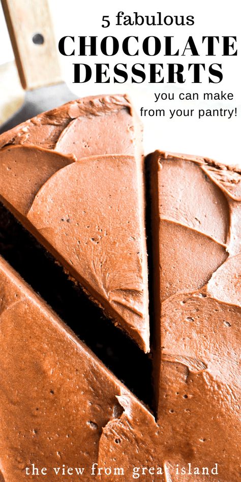 5 Classic Chocolate Desserts You Can Make from Pantry Staples, plus tips on how to choose the right chocolate for each one. These are the best of the best! #easy #recipes #chocolate #valentinesday #cake #mousse #truffles #flourless #tart #ganache #darkchocolate #milkchocolate #desserts Best Easy Recipes, Cake Mousse, Chocolate Strawberry Cake, Easy Chocolate Desserts, Flourless Cake, Dark Chocolate Truffles, Recipes Chocolate, Flourless Chocolate Cakes, Food Stamps