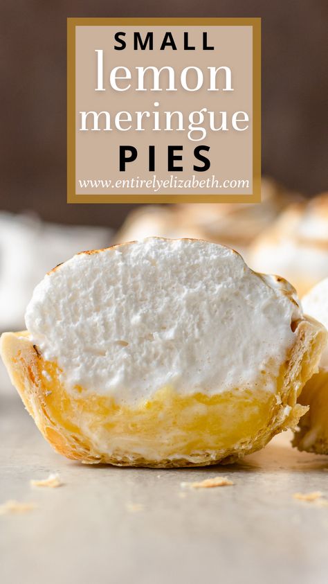 Individual Lemon Meringue Pie, Lemon Meringue Pie Cupcakes, Lemon Meringue Pie Crust, Lemon Dinner Party, Mini Lemon Pies, Strawberry Blueberry Pie, Pecan Pie Dip, Puff Pastry Pies, Bakery Frosting