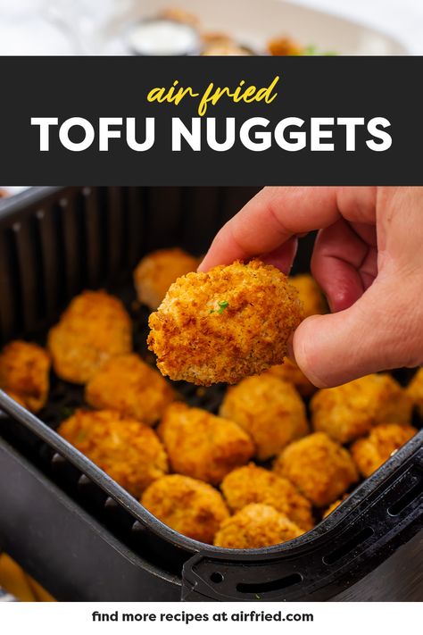 Tofu Nuggets Air Fryer, Nuggets Air Fryer, Air Fryer Tofu, Breaded Tofu, Tofu Nuggets, Tofu Chicken, Fried Beans, How To Press Tofu, Air Fry Recipes