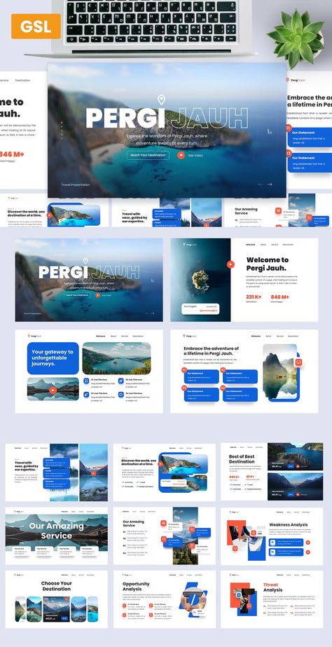 Travel Proposal Design, Travel Presentation Template, Travel Powerpoint Template, Travel Presentation Design, Vacation Presentation, Google Slide Ideas, Ppt Design Templates, Presentation Layout Design, Google Slides Ideas