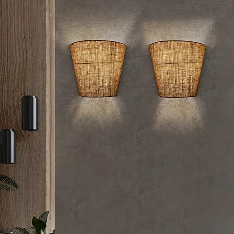 Wall Lamp Handmade, Wicker Wall Light, Jute Lamp, Wall Hanging Lamp, Wall Lamps Diy, Wooden Wall Lights, Wood Wall Lamps, Rustic Wall Lighting, Wall Sconces Living Room