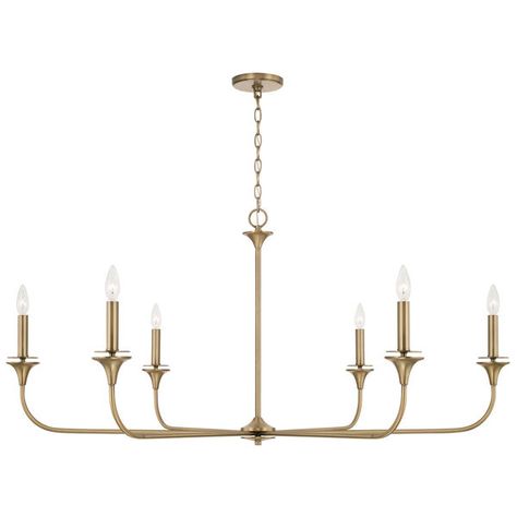 Capital Lighting Fixture Company Presley Aged Brass Six-Light Chandelier 448961AD Aged Brass Chandelier, Capital Lighting Fixture, Classic Chandelier, Classic Aesthetic, Capital Lighting, Hanging Chandelier, Candle Style Chandelier, High Design, Traditional Chandelier