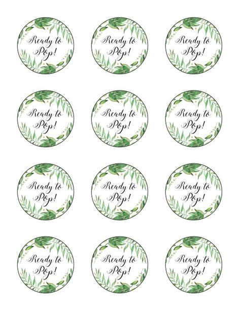 Greenery Ready To Pop Stickers Printable Baby Shower Favor | Etsy Ready To Pop Stickers, Ready To Pop Printables Free, Popcorn Labels, Pop Baby Showers, Hawaiian Party Decorations, Succulent Favors, Pop Stickers, Shower Inspiration, Popcorn Recipes