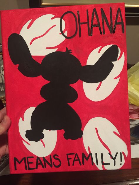 Painting Ideas On Canvas Stitch, Paint And Stitch Canvas, Stitch Painting Canvases Easy, Disney Characters Paintings Canvases, Stitch Canvas Painting, Lilo Paintings Easy, Stitch Fan Art, Stitch Canvas, Ohana Means Family