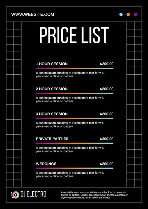 Pricing Flyer Design, Photographer Price List Design, Price List Graphic Design, Freelance Graphic Design Price List, Pricing Sheet Design, Flyer Design Layout Templates, Price List Design Graphics, Price Sheet Design, Pricelist Design Templates