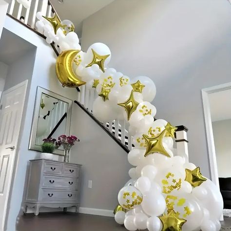 1 Set Of Moon And Star Balloons Set - Perfect For Home Decor Party Decorations - Arts, Crafts & Sewing - Temu Angle Baby, Eid Balloons, Girl With Balloon, Large Garland, Garland Balloon, Lighted Centerpieces, Blowing Up Balloons, Balloons Decoration, Its A Girl Balloons