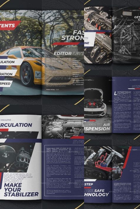 Hestrous Automotive Magazine Template Car Magazine Layout, Automotive Magazine, Car Jdm, Cars Magazine, Portfolio Project, Newspaper Advertisement, Cool Slides, Desain Editorial, Magazine Spreads