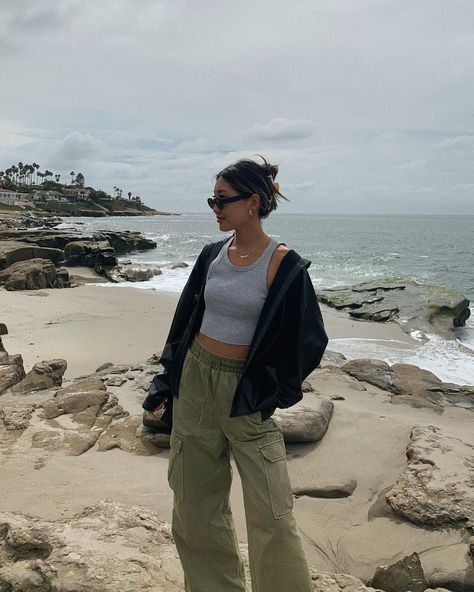 Yuyan on Instagram: “a gloomy day beach walk 🖤☁️☁️” Beach Camping Outfits, June Gloom, Gloomy Day, Camping Outfits, Beach Walk, Casual Summer Outfits, Post On Instagram, Beach Day, Beach Outfit