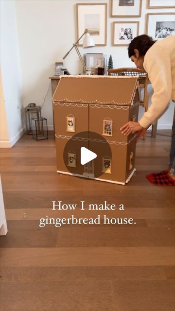 Abby Kulp DIY | DESIGN on Instagram: "DIY Gingerbread Dollhouse!!!!! I took this $35 cube shelf from Target & turned it into this adorable, magical gingerbread dollhouse!!! Head to my story highlights for the full tutorial. 🥳 Should we design the inside too???? #gingerbreadhouses #gingerbreadhouse #dollhouse #dollhousedecor #giftideas #furnituremakeover #furnitureflip #christmas #handmade #gift" Cube Shelf Christmas Decor, Diy Dollhouse Christmas Tree, Shoe Box Doll House Diy, Diy Gingerbread House From Doll House, Gingerbread Dolls House, Christmas Doll House Ideas, Toddler Gingerbread House, Diy Gingerbread Dollhouse, Gingerbread Dollhouse Makeover