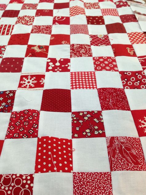 Red and White Checkerboard Quilts Checkerboard Quilts, Checkerboard Quilt, Scandinavian Quilts, Christmas Table Runner Pattern, Postage Stamp Quilt, Cross Quilt, White Quilts, Red And White Quilts, Homemade Quilts