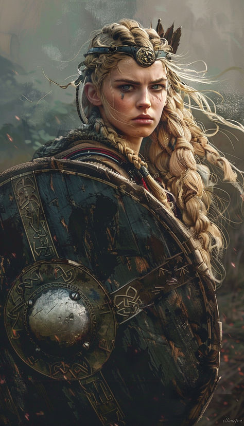 Braided Viking shield maiden Viking Shield Maiden Art, Shield Maiden Aesthetic, Viking Woman Aesthetic, Viking Shield Maiden, Viking Girl, Viking Pirate, Viking Queen, Viking Warrior Woman, Viking Ships