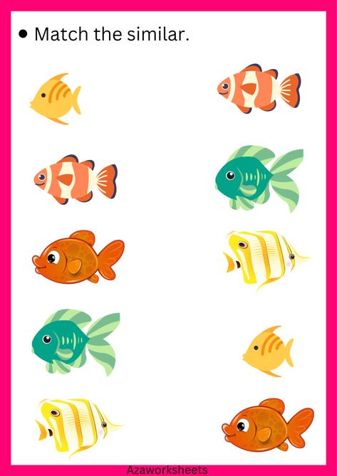 Fish Worksheets Preschool, Fish Activities For Preschool, Fish Worksheet, Animale Marine, Preschool Travel, Shape Worksheets For Preschool, Nursery Worksheets, Worksheets For Preschoolers, Preschool Activities Printable