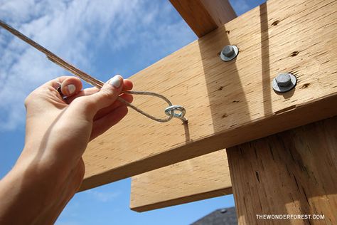 DIY: Retractable Pergola Canopy Tutorial - Wonder Forest Retractable Pergola Canopy, Retractable Shade, Pergola Curtains, Pergola Swing, Retractable Pergola, Backyard Canopy, Pergola Lighting, Garden Canopy, Diy Canopy