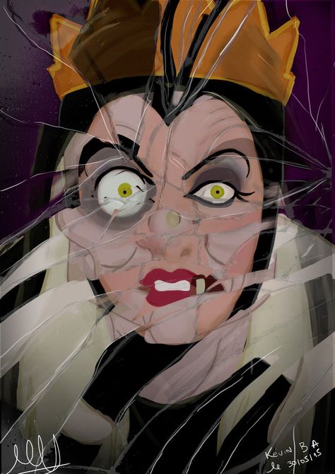 Snowwhite And The Huntsman, Disney Evil Queen, Evil Disney, The Evil Queen, Animation Disney, Dark Disney, Broken Mirror, Twisted Disney, Disney Artwork