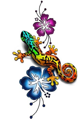 9 Rocking Gecko Tattoo Designs With Images Cartoon Lizard, Gecko Tattoo, Tropical Tattoo, Colorful Lizards, Lizard Tattoo, Hibiscus Tattoo, Background Pics, Hawaiian Tattoo, Geniale Tattoos