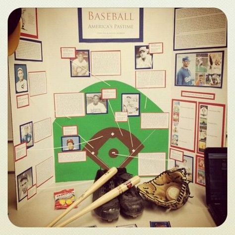 Science Baseball Trifold Board Ideas, Baseball Projects For School, Baseball Science Fair Project, Jackie Robinson Project, Beta Projects, Wax Museum School Project, Aluminum Projects, Wax Museum Project, Kids Science Fair Projects