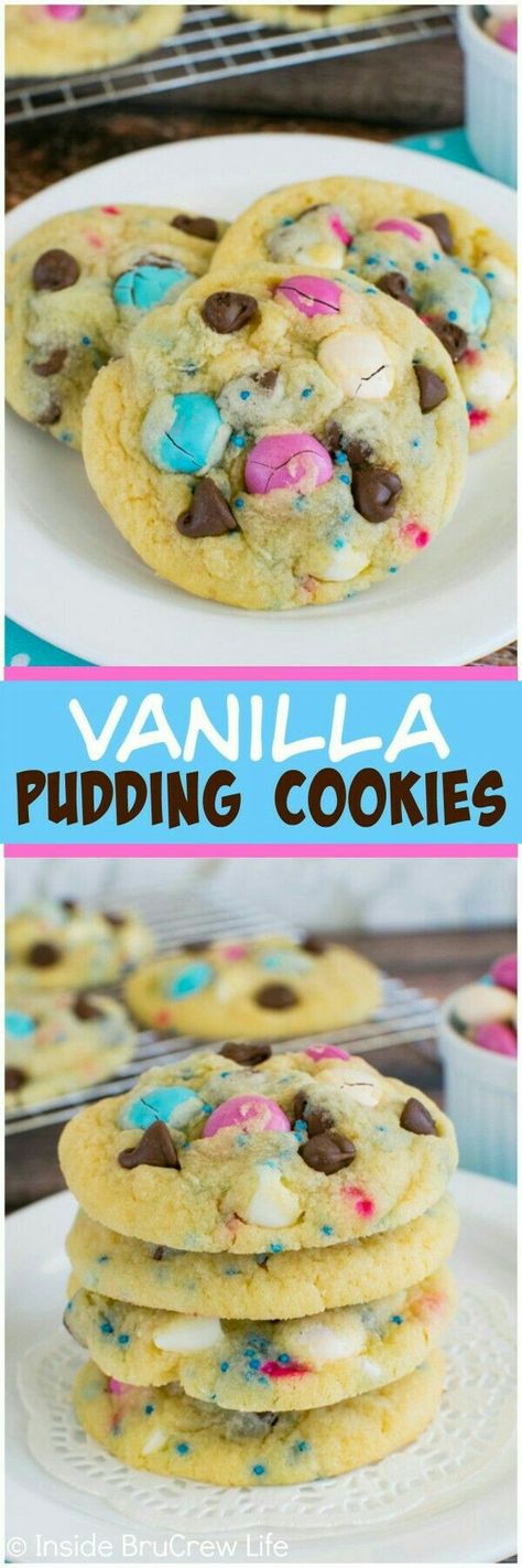 Cookie Coloring Pages, Vanilla Pudding Cookies, Surprise Cookies, Pudding Cookies Recipes, Recipe For Lunch, Cookies Cupcake, Easy Puddings, Fun Dessert, Comfort Desserts