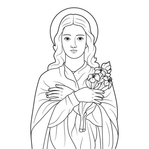 Saint Maria Goretti, St Maria Goretti, Illustration Outline, Saint Coloring, Maria Goretti, St Maria, Pencil Drawing Images, Catholic Kids, Biblical Art