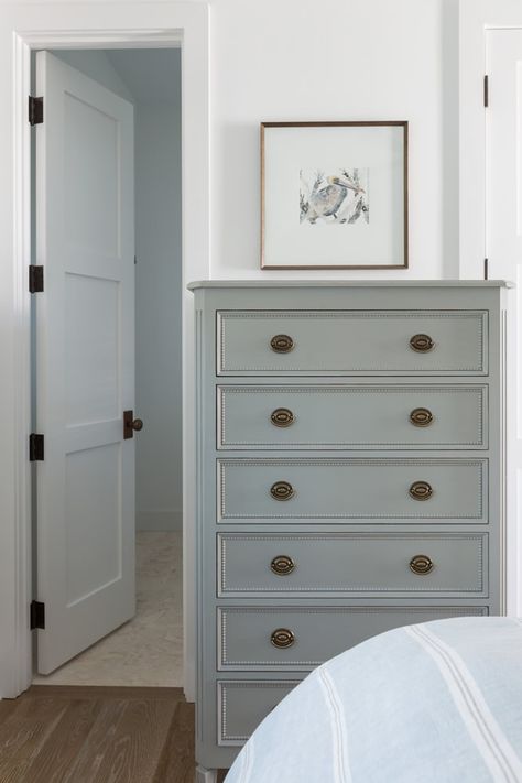 North Charles — URBAN GRACE INTERIORS Tall Dresser Decor, Diy Chest Of Drawers, Blue And Grey Bedding, Gray Abstract Art, Wood Canopy Bed, French Dresser, Tall Chest Of Drawers, Blue Dresser, Grey Dresser