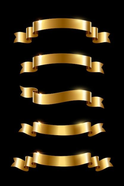 Golden luxury ribbons set on black backg... | Premium Vector #Freepik #vector #ribbon-card #christmas-birthday #present-card #birthday-ribbon Gold Ribbon, Golden Ribbon, Royal Background, Ribbon Flats, Gold Banner, Ribbon Banner, Graphic Design Ads, Classy Photography, Hand Drawn Vector Illustrations