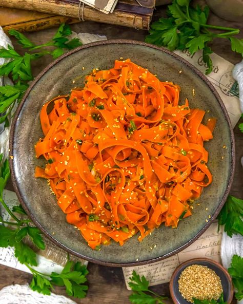 Indulge in the vibrant flavors of this Oil Free Carrot Salad, a delightful twist on the trending TikTok Carrot Salad sensation. Monkey And Me Kitchen Adventures, Monkey And Me, Oil Free Vegan Recipes, Condiment Recipes, Trending Tiktok, Oil Free Vegan, Carrot Salad, Healthy Oils, Toasted Sesame Seeds