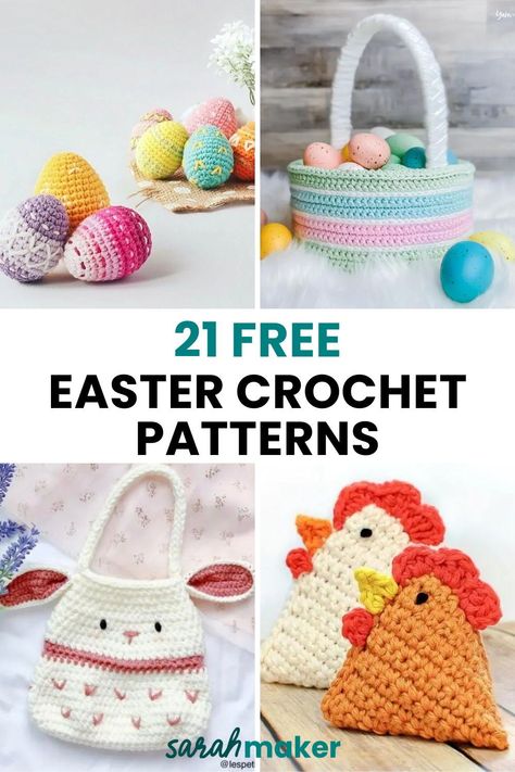 What better way to celebrate springtime and Easter than with these fun and free Easter crochet patterns! From Easter eggs to bunnies to baskets, this pattern collection has everything you need to create adorable Easter decor, amigurumi, and wearables. Mini Easter Basket Crochet, Crochet Easter Bags Patterns Free, Crochet Easter Egg Bunny Free Pattern, Free Crochet Peeps Pattern, Easter Egg Crochet Patterns Free Easy, Easter Basket Crochet Pattern, Quick Easter Crochet Patterns Free, Easy Crochet Easter Basket Free Pattern, Easter Free Crochet Patterns