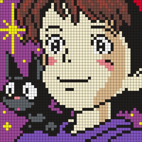 Kiki And Jiji Perler Bead Pattern / Bead Sprite 50x50 Pixel Art, Kiki And Jiji, Crochet Grid Patterns, Crochet Grid, Grid Patterns, Graph Crochet, Pixel Art Templates, Pixel Crochet, Pixel Art Grid