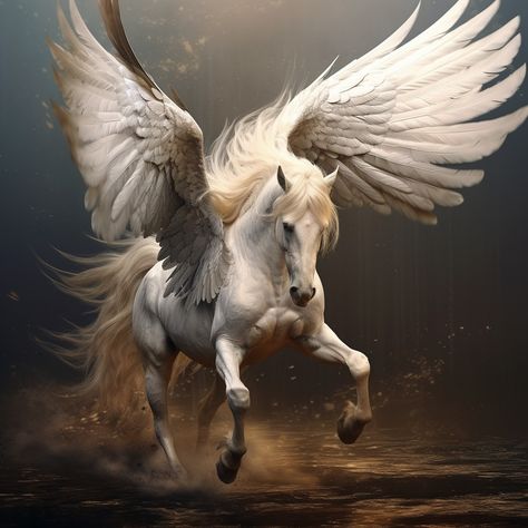 Pegasus Photography, Pegasus Aesthetic, Horse With Wings, White Pegasus, Pegasus Tattoo, Pegasus Art, Abstract Horse Art, Horse Rearing, Gold Art Painting