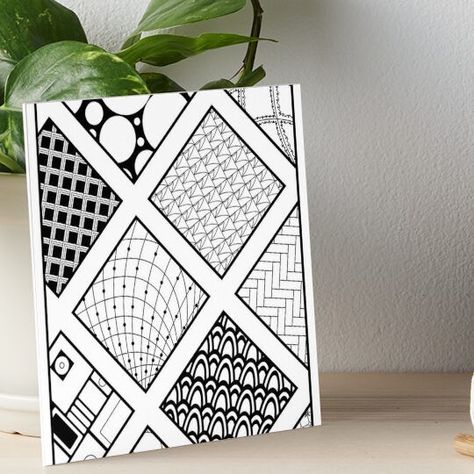 Professionally printed on firm, textured mat boards perfect for desks and shelves. Supplied with 3M velcro dots to easily affix to walls. Available in standard sizes. Zentangle wall art, geometric patterns Zentangle Wall Art, Zentangle Wall, Diy Gothic, Easy Zentangle Patterns, Easy Zentangle, Doodle Art For Beginners, Zentangle Ideas, Doodle Bug, Line Doodles