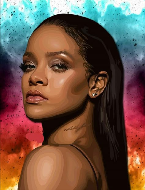 Paintings Of Celebrities, Color Portrait Tattoo, Rihanna Art, Face Art Painting, Vector Portraits, Celebrity Art Portraits, Africa Art Design, Modern Portrait, Abstract Portrait Painting