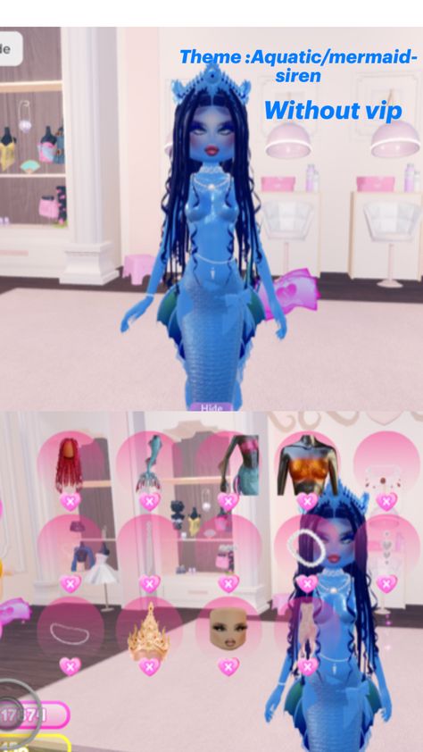 Dti outfit idea theme aquatic-mermaid - siren without vip Mermaid Siren, Mermaid Theme, Themed Outfits, Mermaid Dress, Outfit Idea, Dress To Impress, Mermaid