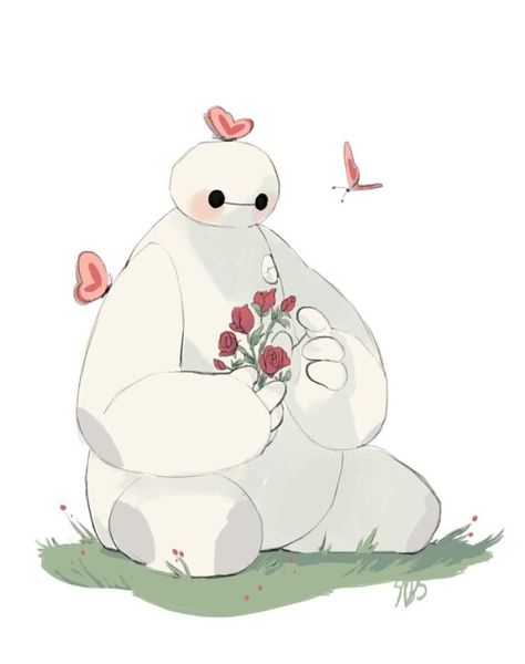 by @seasaltinecrackers on tumblr Baymax Drawing, Bay Max, Baymax Art, Baymax Big Hero 6, Zodiac Leo Art, Joker Art, Chibi Drawings, Baymax, Bear Wallpaper