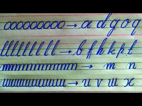 Abcd Writing Practice, Beautiful Writing Styles Alphabet, Basic Cursive Alphabet, Basic Cursive Handwriting, Writing Abc Handwriting Practice, Cursive Strokes Worksheets, Basic Strokes For Cursive Writing, English Hand Writing Style, Beautiful Writing Styles