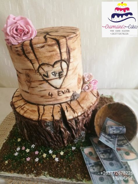 Tree buck roora cake Roora Cake Ideas, Roora Cakes, African Cake, Chocolate Wedding Cake, Wedding Cakes, Cake