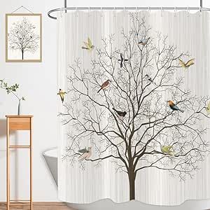 Beige Shower Curtain, Tree Shower Curtain, Bird Curtains, Bird Shower Curtain, Solid Color Shower Curtain, Cute Shower Curtains, Waffle Weave Shower Curtain, Stall Shower Curtain, Flower Shower Curtain